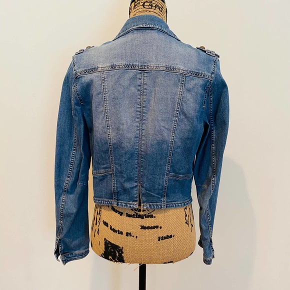 H&M Divided Womens Military Cotton Distressed Denim Jacket 40 - Picture 4 of 11